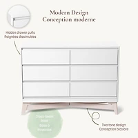 Pala 6 Drawers Dresser -  White/ Taupe 