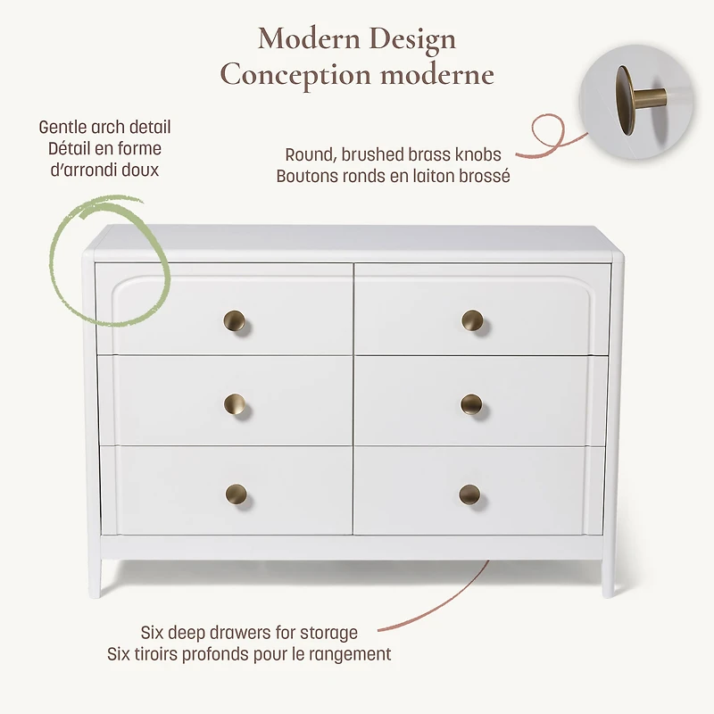 Briar 6-Drawer Nursery Dresser - White