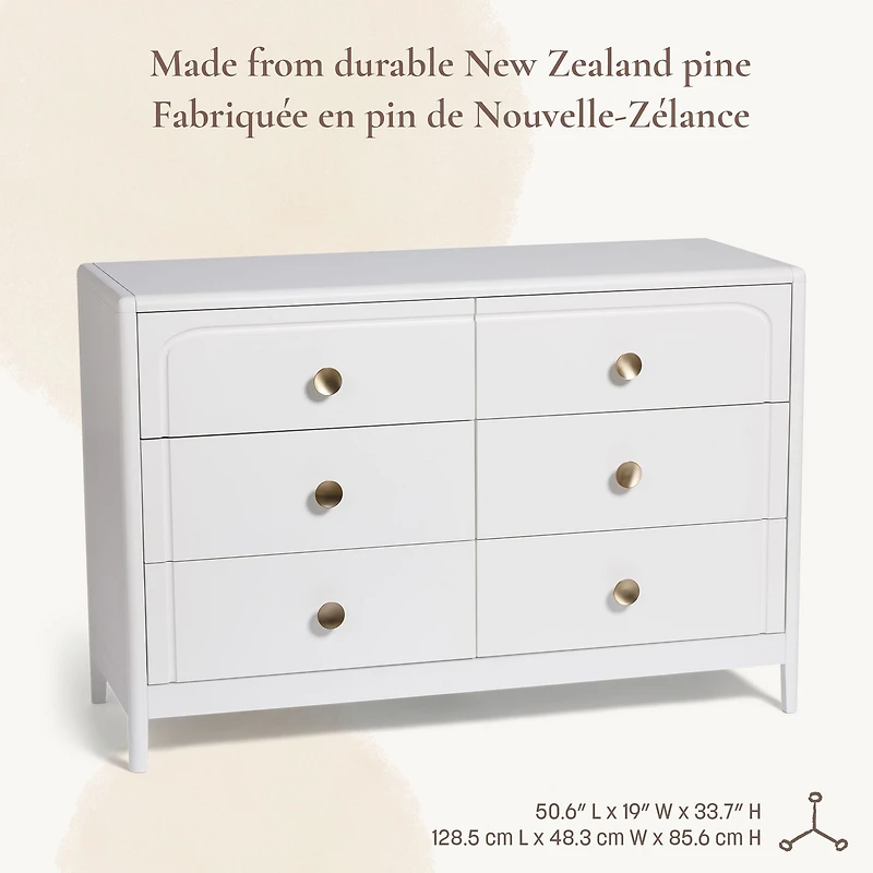 Briar 6-Drawer Nursery Dresser - White