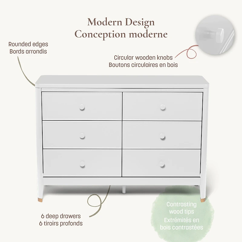 Commode 6 Tiroirs Aster - Blanc