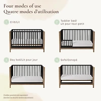 Couchette Convertible 4-en-1 Laurel - Noir/Noyer