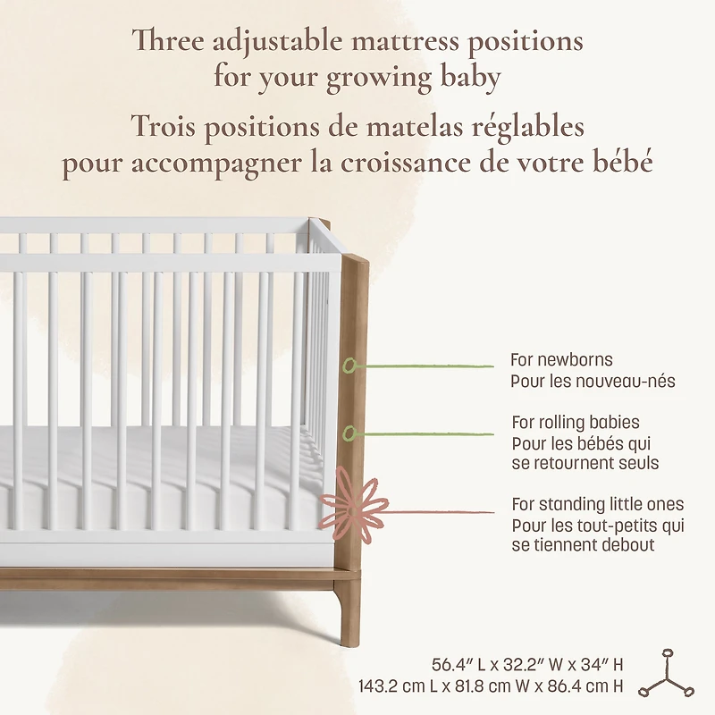 Couchette Convertible 4-en-1 Laurel - Blanc/Noyer