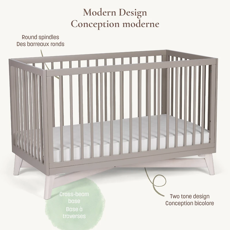 Couchette Convertible 4-en-1 Pala - Taupe/Blanc Lavé