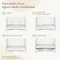 Couchette Convertible 4-en-1 Pala - Blanc/ Blanc Lavé