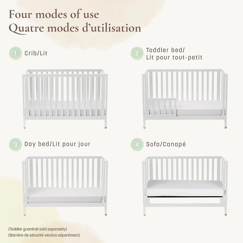 Aster 4-in-1 Convertible Crib - White 