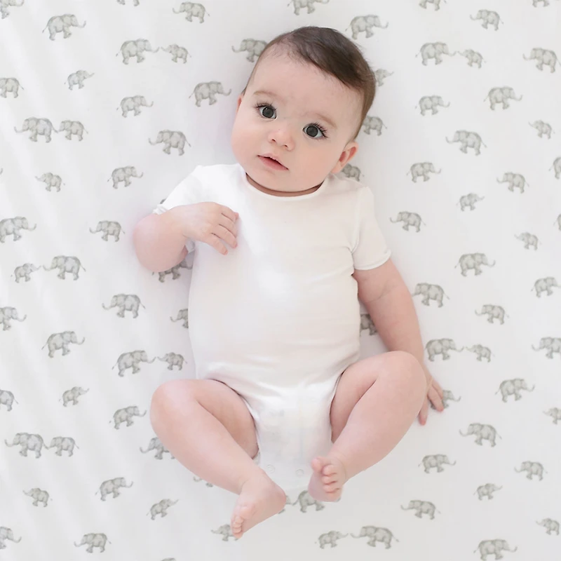 Crib Fitted Sheet - Grey Elephant