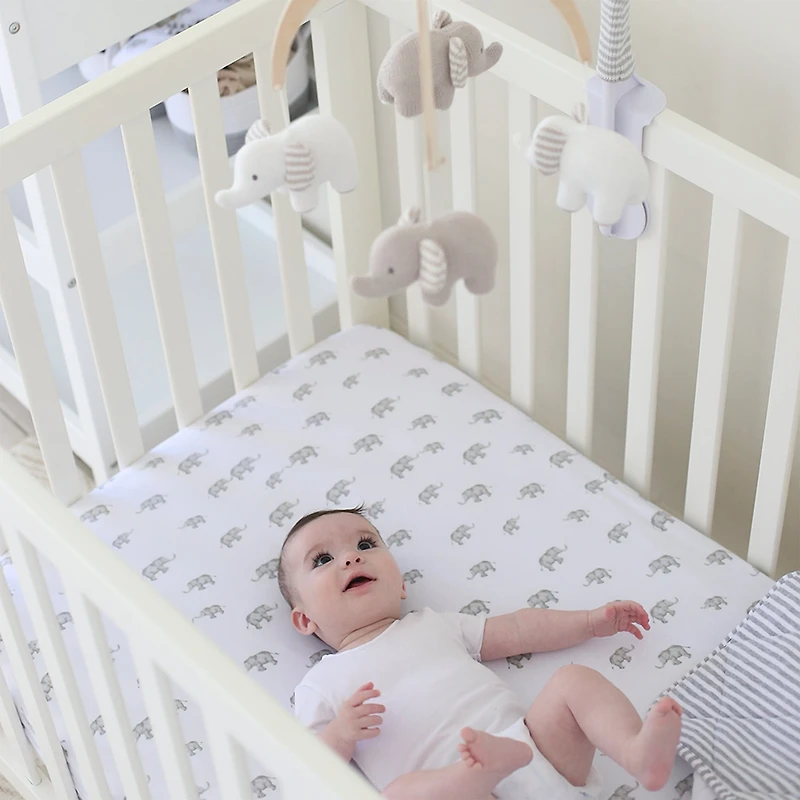 Crib Fitted Sheet - Grey Elephant