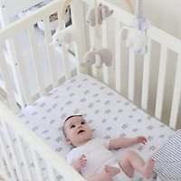 Crib Fitted Sheet - Grey Elephant