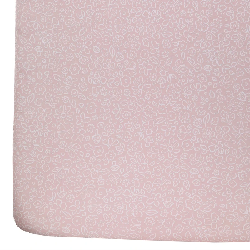 Cotton Jersey Crib Fitted Sheet -P ink flower