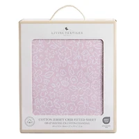 Cotton Jersey Crib Fitted Sheet -P ink flower