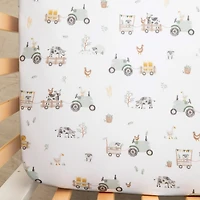 Drap Contour pour Lit de Bébé - Tracteurs