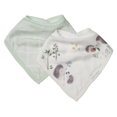 Bavoirs Bandana Mousseline Paquet de 2 - Hérissons