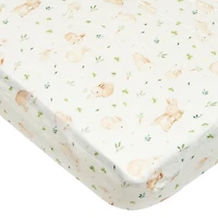 Bamboo Muslin Fitted Crib Sheet - Bunny Meadow