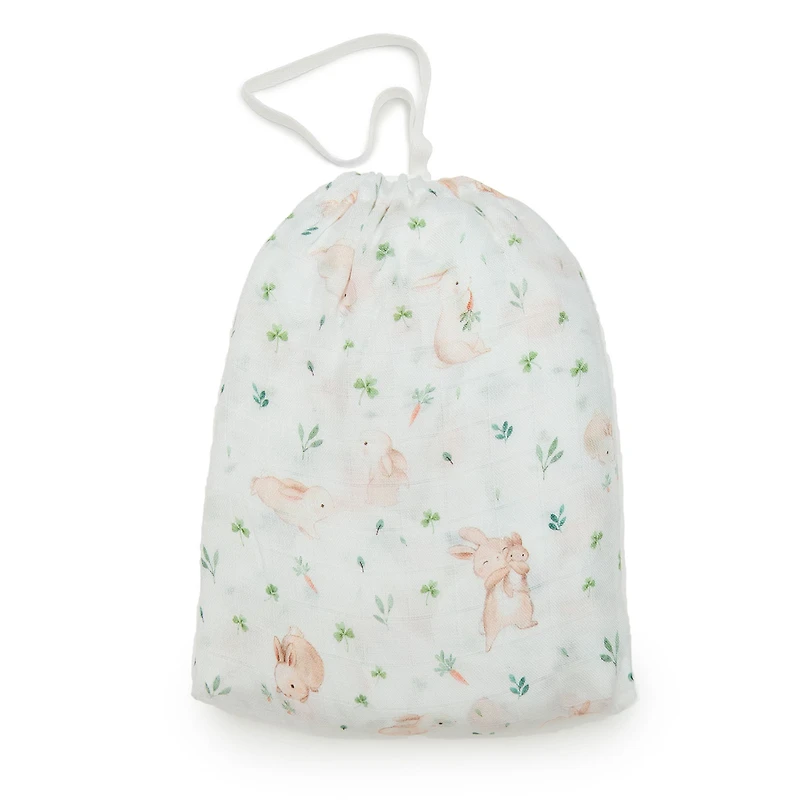 Bamboo Muslin Fitted Crib Sheet - Bunny Meadow