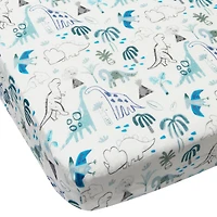 Drap Contour pour Lit de Bébé - Mousseline Bambou Dinosaures
