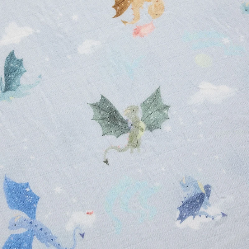 Drap Contour pour Lit de Bébé - Mousseline Bambou Dragons