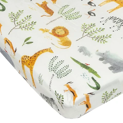 Bamboo Muslin Fitted Crib Sheet - Safari