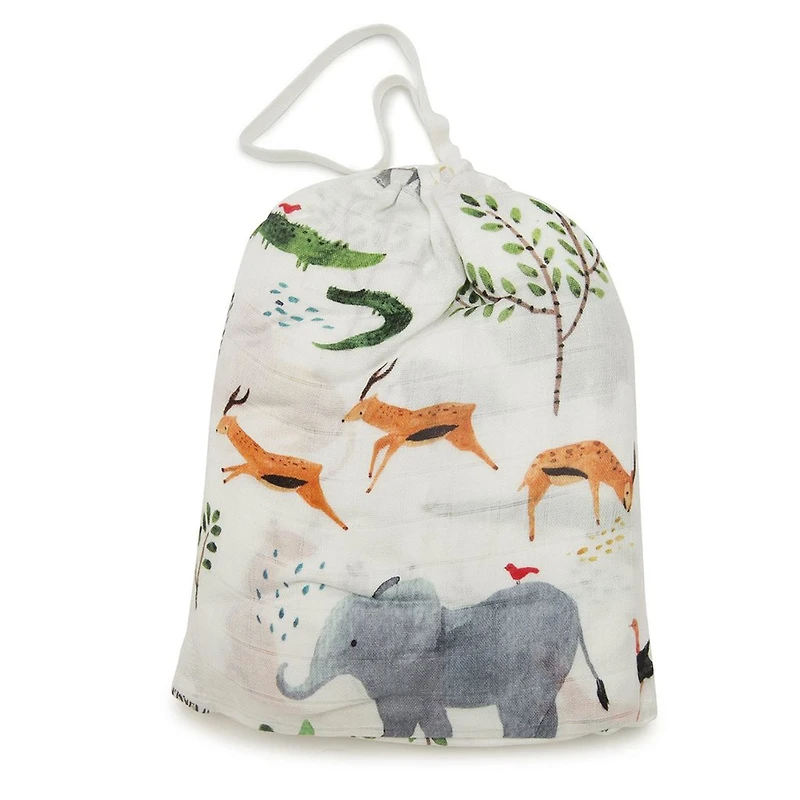 Bamboo Muslin Fitted Crib Sheet - Safari