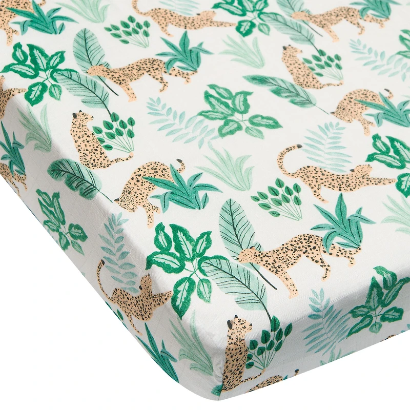 Bamboo Muslin Fitted Crib Sheet - Jungle