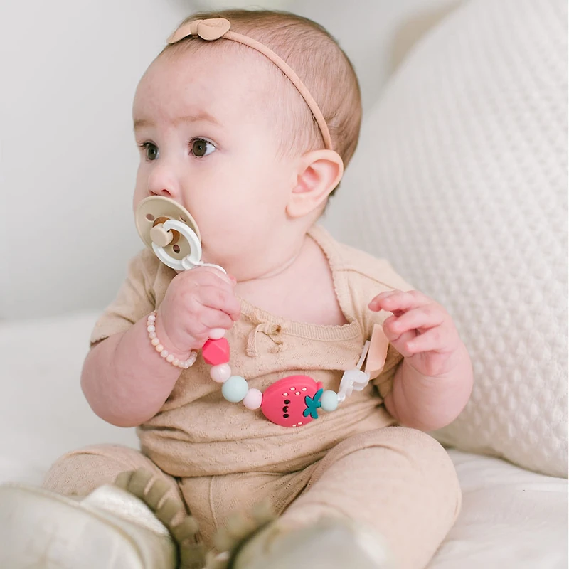 Silicone Pacifier Clip - Strawberry