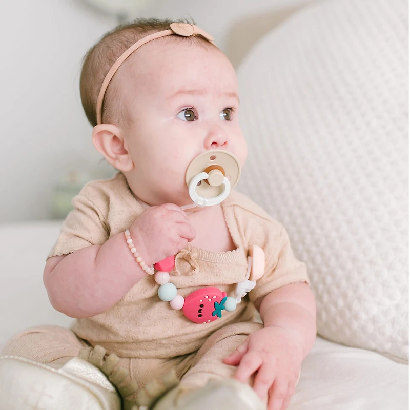 Silicone Pacifier Clip - Strawberry
