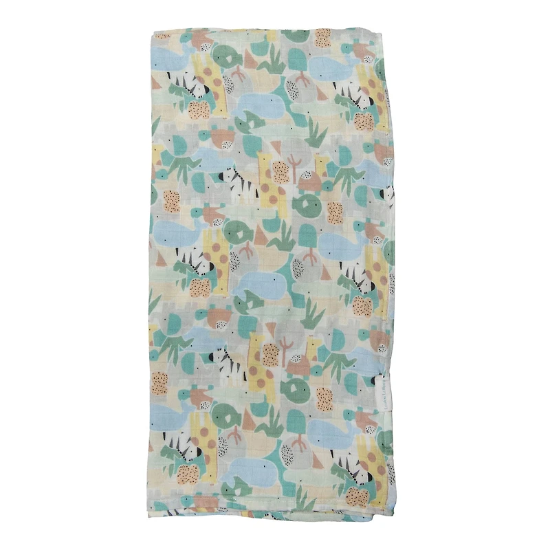 Bamboo Muslin Swaddle Blanket - Animal Puzzle
