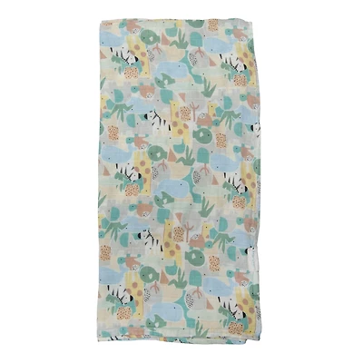 Bamboo Muslin Swaddle Blanket - Animal Puzzle
