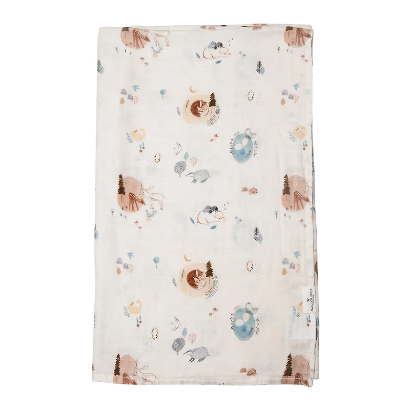 Bamboo Muslin Swaddle Blanket - Cozy Forest