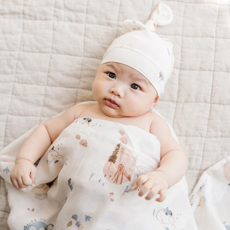 Bamboo Muslin Swaddle Blanket - Cozy Forest