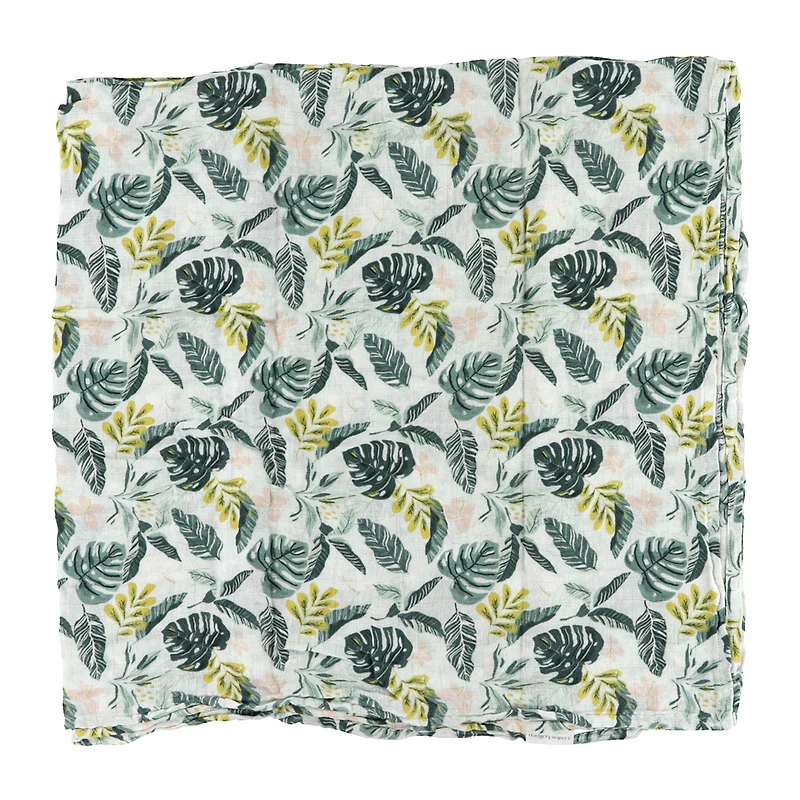 Bamboo Muslin Swaddle Blanket - Jungle Leaves