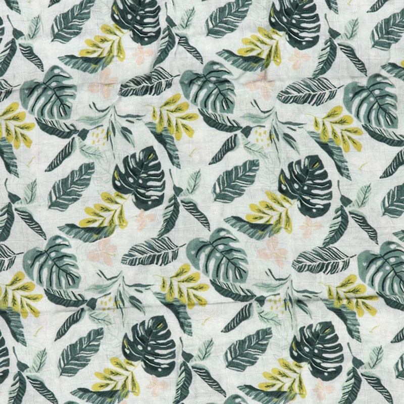 Bamboo Muslin Swaddle Blanket - Jungle Leaves