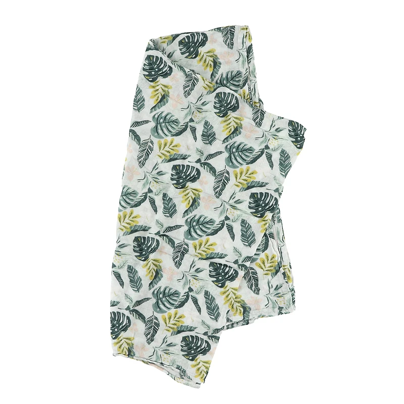 Bamboo Muslin Swaddle Blanket - Jungle Leaves