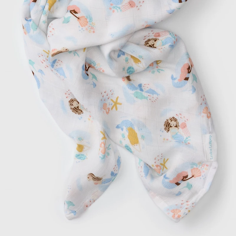 Bamboo Muslin Swaddle Blanket - Mermaids