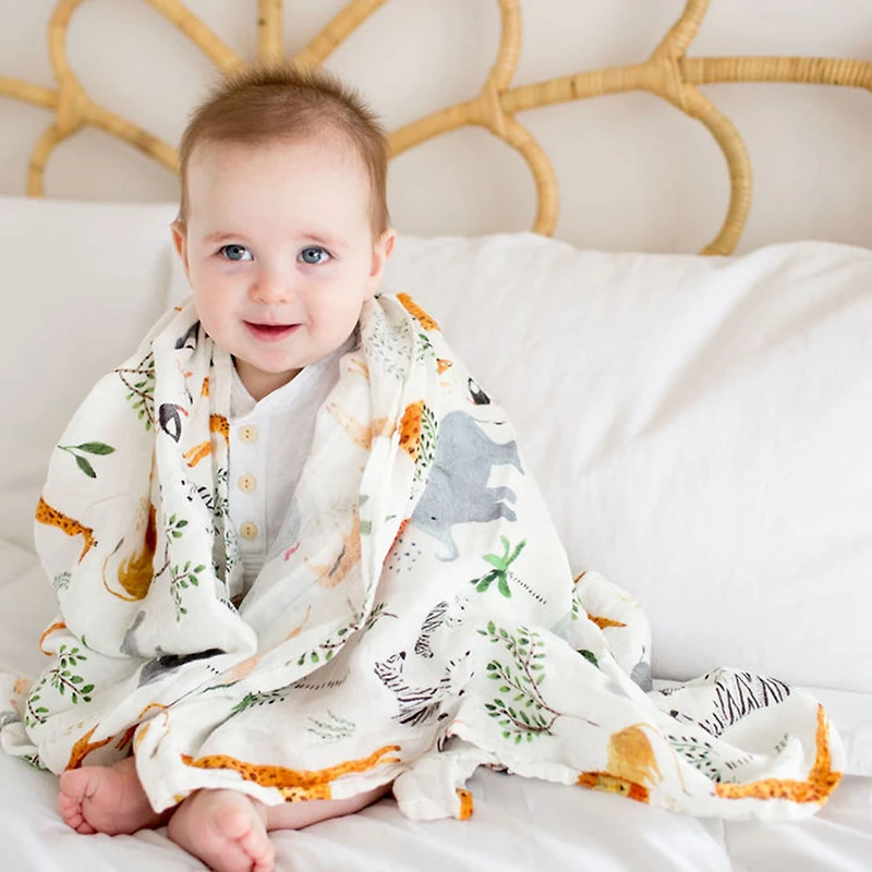 Bamboo Muslin Swaddle Blanket - Safari