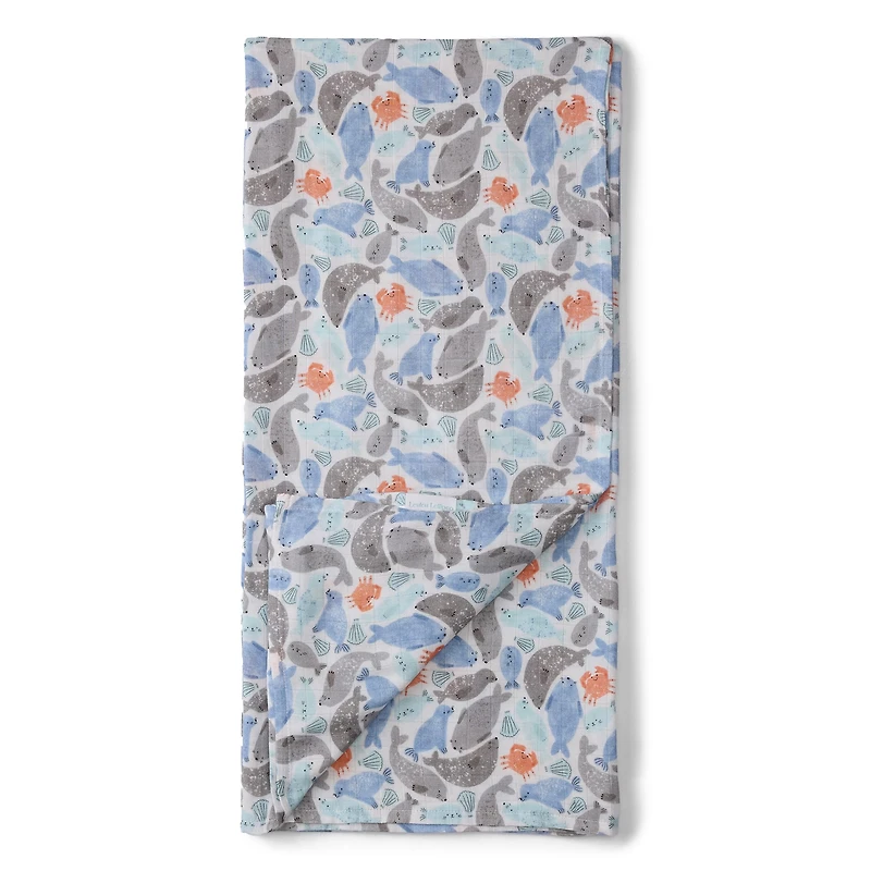 Couverture Mousseline Bambou - Phoques