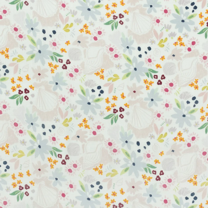 Bamboo Muslin Swaddle Blanket - Shell Floral