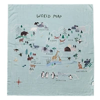 Bamboo Muslin Swaddle Blanket - Map Monde