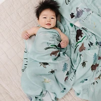 Bamboo Muslin Swaddle Blanket - Map Monde