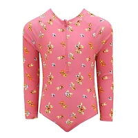 Maillot UV Manches Longues Côtelé Fleurs 2-14ans