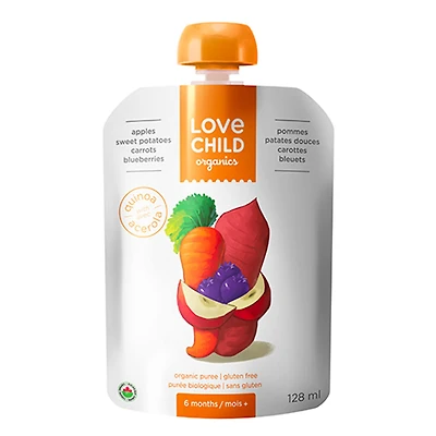Organic Puree- Superblends - Apples, Sweet Potatoes, Carrots and Blueberries (From 6 months )