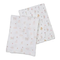 Cotton Muslin Swaddle (2)-  Kitty/Flower
