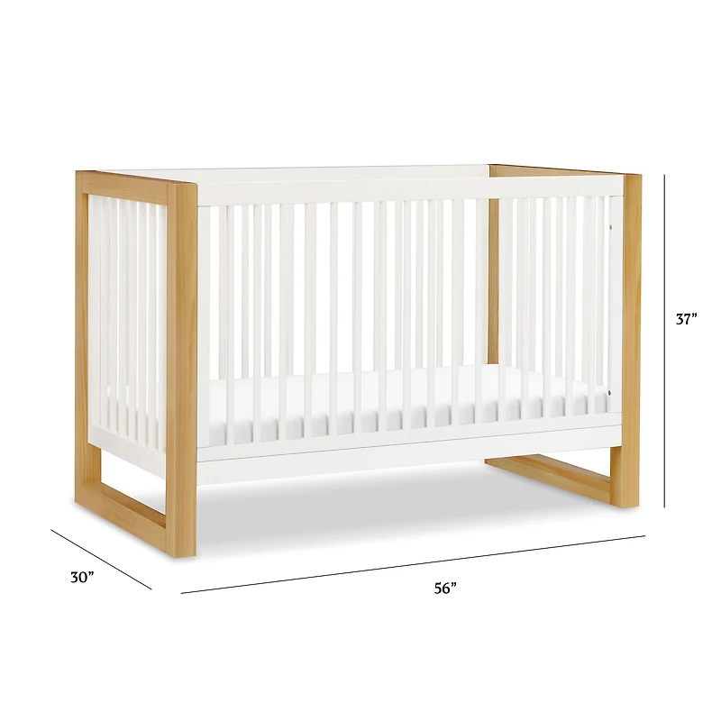 Nantucket 3-in-1 Convertible Crib with Toddler Bed Conversion Kit - Warm White / Honey