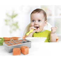 Silicone Baby Food Freezer Tray with Lid - Grey