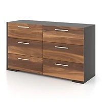 Commode 6 Tiroirs - Ardoise Noyer