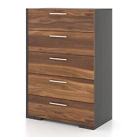 Commode 5 Tiroirs - Ardoise Noyer