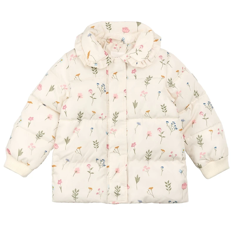 Manteau Matelassé Fleurs 2-10ans