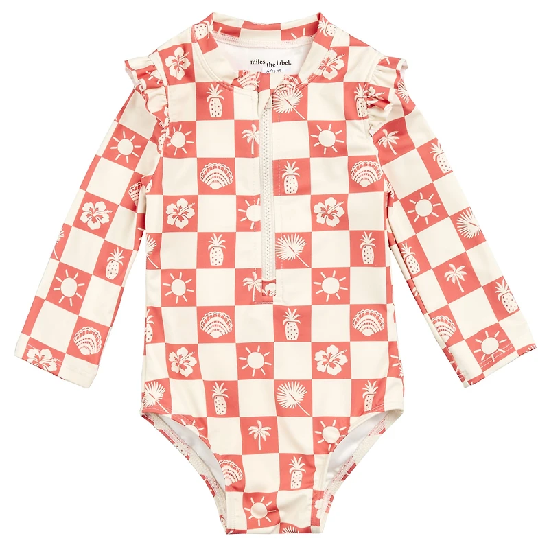 Maillot UV Manches Longues Damiers 3-6ans