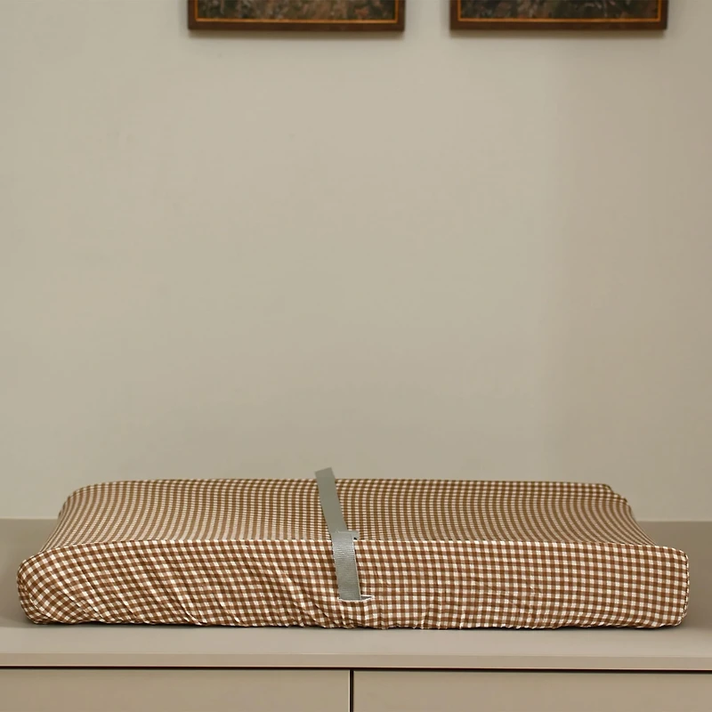 Housse Matelas à Langer- Vichy Brun