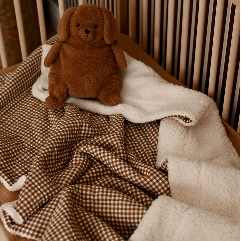 Couverture Sherpa Mousseline - Vichy Brun