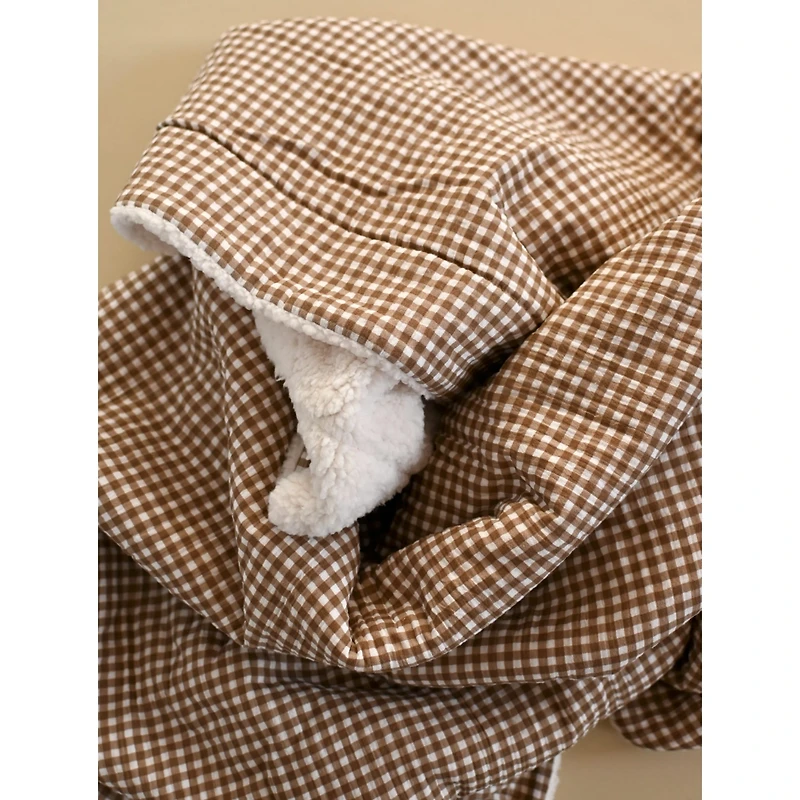 Couverture Sherpa Mousseline - Vichy Brun